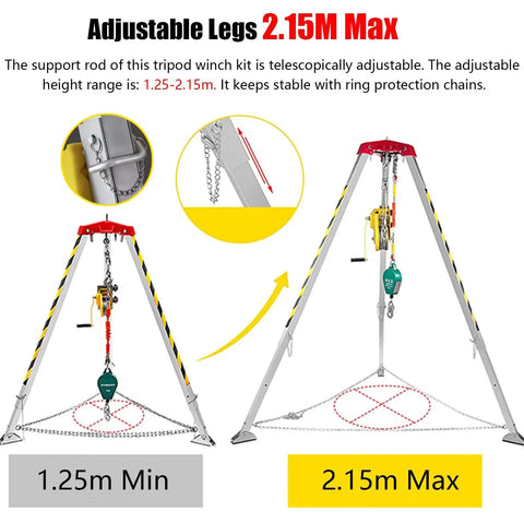 Hardcore Aluminum Confined Space Tripod Kit With Winch For Tight Squeeze Manhole Rescues Includes Fall Arrester Harness Legit Rescue Gear Built Different To Lift Crew Straight Down Sewer Tunnels No Sweat Guaranteed