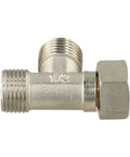 Built Tough Three Way Brass Diverter Valve With Easy Grip Handle And Leak Free Seals Nickel Plated Half Inch Threaded Tee Connector for plumbing.
