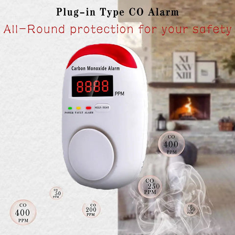 Portable Carbon Monoxide Detector 2 Pack For Travel And Home Plug In Wall With LED Digital Display Voice Alert