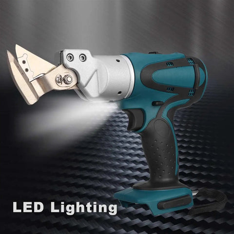 Cordless 21V Electric Sheet Metal Shears With Rotating Head 2 Speed Trigger LED Light Lightweight Ergonomic Cutter