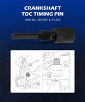 Pro Grade Must Have Camshaft Alignment Tools 3 Piece Cam Timing Belt Tool Set For Ford Mazda MZR Duratec Engines With Timing Pegs For 1994 2012 Contour Focus Escape Explorer Edge Cougar And More shown with crankshaft TDC timing pin and diagrams.