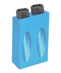 Dope Pocket Hole Jig Kit For Woodworking With 15 Degree Angle Aluminum Alloy Drilling Guide, blue block with dual holes.