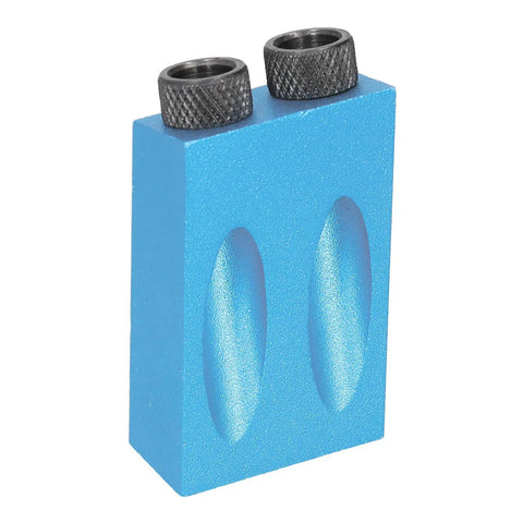 Dope Pocket Hole Jig Kit For Woodworking With 15 Degree Angle Aluminum Alloy Drilling Guide, blue block with dual holes.