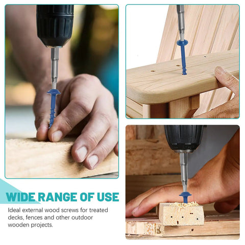 101 Piece Pocket Hole Screws Kit With Square Drive For Exterior Wood Projects, anti rust screws being used on wood