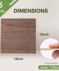 Rowood walnut plywood sheet, front view, 12x12 inches, 6mm thick (1/4 in), unfinished; 6-pack