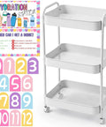 3-Tier Plastic Rolling Water Bottle Organizer with Sign Sticker Set for Classrooms and Offices