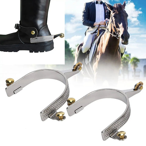 Roping Spurs For Cowboy Boots, Western Stainless Steel Horse Spurs With Brass Gear Decoration, riding spur on boot