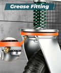 Grease fitting detail of Built Tough Eight Inch Heavy Duty Fence Gate Wheels with premium spring-loaded rollers.
