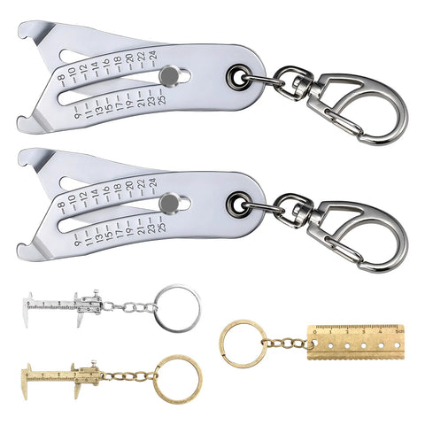 5 Piece Bolt Size Finder Tool Set With Mini Vernier Calipers And Small Ruler, Portable Nut And Bolt Thread Checker, Keychain Sizer, And Bolt Head Size Finder