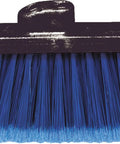 Dual Angle Light Industrial Broom Head With Four Inch Blue Synthetic Bristles To Kick Serious Dust And Reach Tricky Corners Smoothly For Quick Cleanup On Busy Commercial Floors Today.