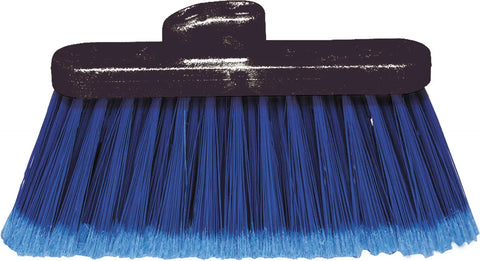 Dual Angle Light Industrial Broom Head With Four Inch Blue Synthetic Bristles To Kick Serious Dust And Reach Tricky Corners Smoothly For Quick Cleanup On Busy Commercial Floors Today.