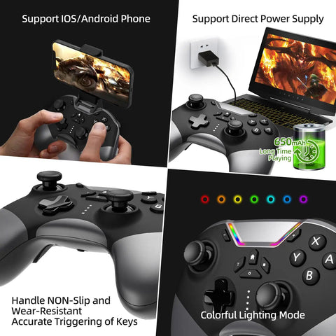 Wireless Game Controller for Switch PC iPhone Android Apple Arcade TV Steam With Bluetooth 4.0 showcasing features