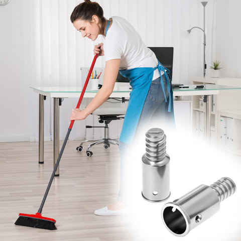 Heavy Duty Aluminum Threaded Tips For Extension Poles And Push Broom Handles in use for home floor cleaning