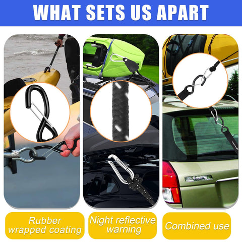 Heavy Duty Kayak Tie Down Straps Kit With Bow And Stern Loops And Easy No Knot Setup for Kayaks on roof racks and trailers