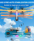 Beginner Friendly RC Plane With 6 Axis Gyro Stabilizer And 2 4Ghz Remote, Includes 3 Batteries, 2 Channel RTF PT17 Toy Airplane, Yellow