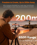 Man using Air SE Wireless Mini Mic for iPhone and Android filming at sunset by the beach with 200m range.