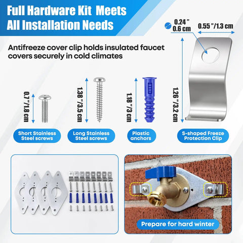 4 Pack Aluminum Hose Bib Mounting Plates Outdoor Spigot Mounting Kit Beefy Heavy Duty Rust Resistant Brackets For Garden Patio Farm Water Lines UV Coated Durable And Easy To Install, with hardware