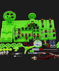 Kids Electrical Science Kit For Simple Traffic Light Electromagnet Experiments, featuring green components and tools on display.