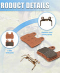 2 Pair Semi-Metallic Brake Pads For Ridstar Q20 Ebikes, Fits Q20 Pro And H26 Pro, product details with parts highlighted