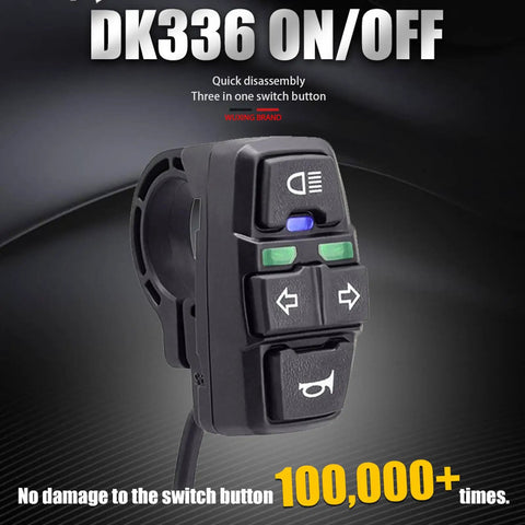 3 In 1 Ebike Light And Horn Switch With Turn Signal For Electric Bikes And Scooters Headlight On Off Control DK336