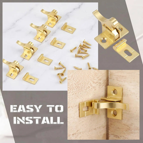 Beefy Eight Piece Brass Heavy Duty Cabinet Door Latch Set With Mounting Screws For Bedroom Bathroom Closets And Windows
