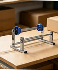 Manual Film Roll Holder For Cargo Wrapping, Lightweight Metal Plastic Unwinding Frame, hand dispenser on cardboard boxes