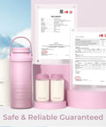 Portable 22oz Breastmilk Cooler Bag Keeps Your Stash Chill For Over 24 Hours On The Go, pink insulated bottle with test reports.