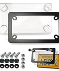 Bubble License Plate Protector With Black Stainless Steel Frame For Motorcycles, Clear ABS Shield and mounting hardware