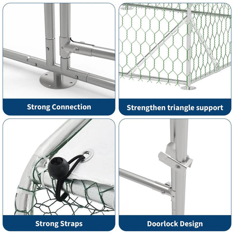 Beefy Large Walk In Chicken Coop With Galvanized Steel Frame All Weather PU Canopy And Round Top Roof Predator Proof Doorlock Design Detail
