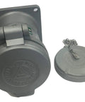 Heavy Duty 150 Amp Industrial Power Receptacle Featuring Screw And Spring Covers For 4 Pole Construction Grade Electrical Outlet Setup.