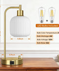 Industrial Touch Control Desk Lamp With Dual USB Ports And Outlet For Charging Up Fast 3 Way Dimmable Bedside Nightstand Reading Lamp Glass Desk Lamp For Bedroom And Office