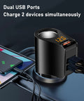 Straight Fire 3 Usb Car Charger Adapter Fast Charging with dual USB ports, charging two devices on a car dashboard.