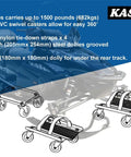 Heavy Duty Snowmobile Dolly Set Of 3 With V Slide, 2.5 Inch Nylon Swivel Casters, Rubber Pad Protecting Skis, 4 Adjustable Tie-Down Straps