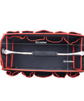 Top view of Heavy Duty 19 Inch Tool Bag With 25 Pockets open, showing pocket layout, 1680D fabric, molded base visible.