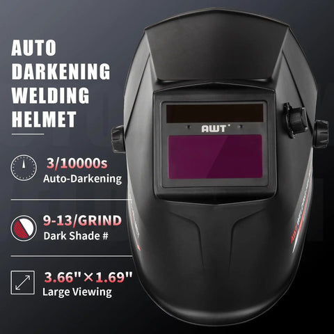 Auto darkening welding helmet included in 140Amp MIG Welder Flux Core Gasless 3 In 1 MMA Stick Lift TIG Welding Machine 110V Synergy IGBT Inverter Portable Welder