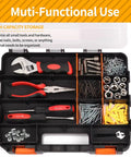 34 Compartment Small Parts Organizer With Double Sided Storage, Adjustable Dividers, Visible Tools and Hardware