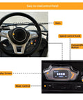 Control panel of Kick Around With This Hella Smooth Electric Golf Cart featuring steering wheel, speed control, and display screen.