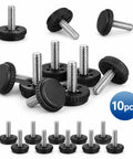 Adjustable 1/4-20 Stainless Steel Furniture Levelers Set Of 10 Screw In Table Feet For Chairs And Cabinets Threaded Leveling Feet