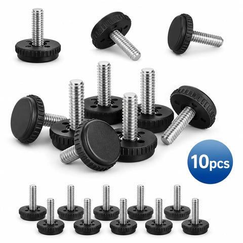 Adjustable 1/4-20 Stainless Steel Furniture Levelers Set Of 10 Screw In Table Feet For Chairs And Cabinets Threaded Leveling Feet