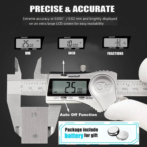 6 Inch Digital Caliper With LCD Display Stainless Steel Electronic Vernier Calipers IP54 Waterproof in use, showing measurements