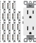20 Pack Decorator Wall Outlet 15 Amp 125 Volt Standard Electrical Receptacle in white polycarbonate