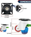 Heavy Duty Leveling Casters With Quick Turn Ratchet Handles, Set Of Four Ball Bearing Rolling Wheels dimensions, showing size variations.