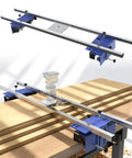 58 Inch Router Sled For Flattening Wood Slabs And Table Tops, Height Adjustable 5.5 Inches, on a woodworking bench