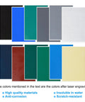 Two Pack 15.3x10.4 Inch Black Laser Engraving Paper Sheets For Fiber Laser Marking And Engraving On Metal Ceramics And Glass Scratch Resistant Water Resistant Anti Corrosion Includes Scraper colorful samples shown