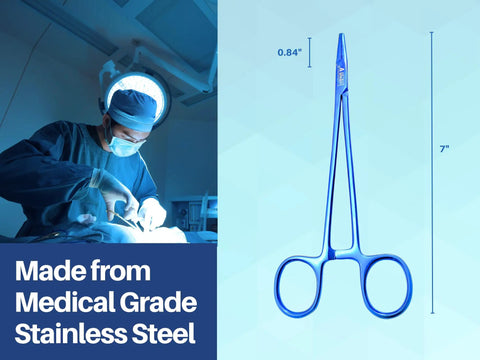 Mayo Hegar Needle Holder 7 Inch Surgical Needle Driver Clamp Forceps With Blue Plasma Coating And Tungsten Carbide Inserts