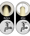 Top Shelf 304 Stainless Steel Pipe Trim Ring Self Adhesive Escutcheon Plate before and after installation of wall flange.