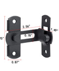 Matte Black 90 Degree Flip Barn Door Lock Latches, Stainless Steel Gate Latch, front view with measurements, 4 pack