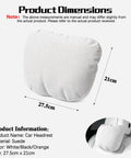 Stylish 2-In-1 Car Headrest Pillow For Mini Roadster Countryman And Paceman Models With Breathing Vent Fabric For Sweet Neck And Cervical Support On Long Rides, suede, 27.5cm x 21cm, white and black colors.
