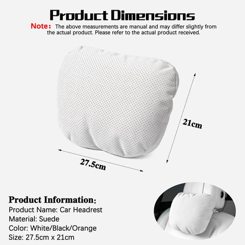 Stylish 2-In-1 Car Headrest Pillow For Mini Roadster Countryman And Paceman Models With Breathing Vent Fabric For Sweet Neck And Cervical Support On Long Rides, suede, 27.5cm x 21cm, white and black colors.