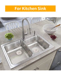 Heavy Duty Rubber Tub Stopper With Fifteen Inch Stainless Steel Beaded Chain Fits 1.5 To 2 Inch Drains Locks Securely In Place Like A Champ Every Single Time in kitchen sink.